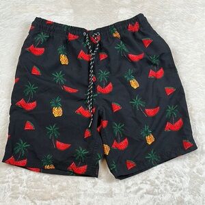 Vibrant Tropical Print Men's Swim Trunks